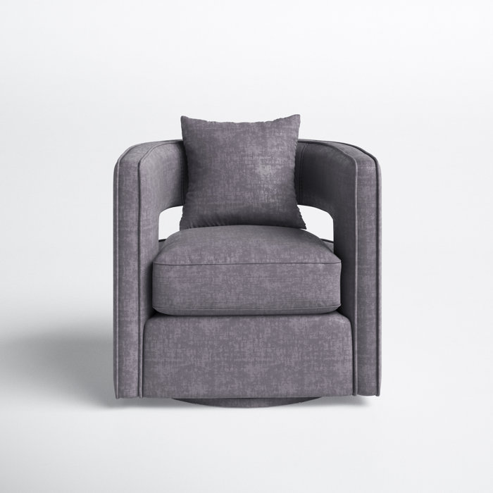 Joss and Main Fritz 76.96Cm Wide Velvet Swivel Barrel Chair