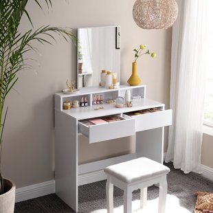 narrow white dressing table