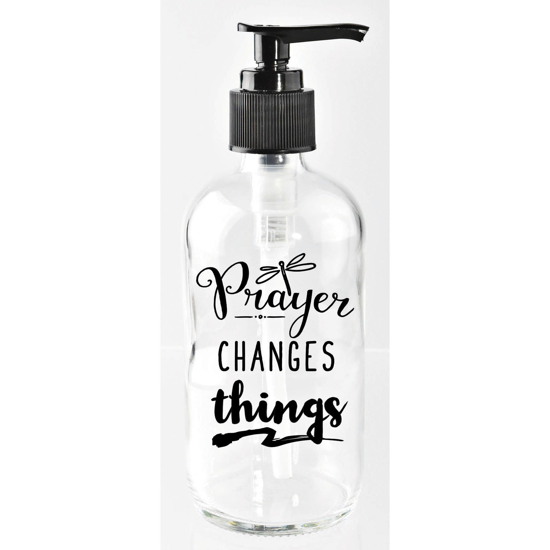 Glass Mason Jar Soap Dispenser Hold 16 Ounces Christ is The Head of Our Home Farmhouse Chic 