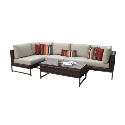 Nauvoo 6 Piece Rattan Sectional Seating Group by Joss and Main