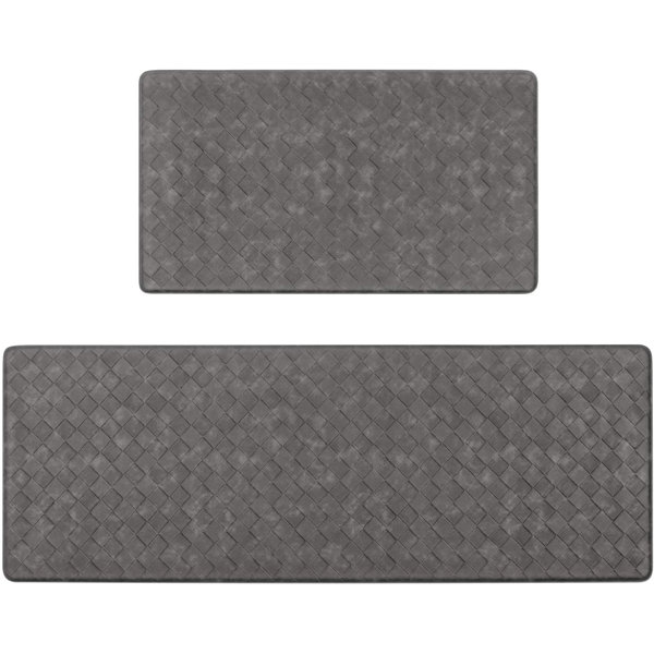 Kitchen Rug Set 2 Piece Non-Slip Standing Area Mat,White Purple Flowers Print,Soft Doormat Anti Fatigue Floor Mats Waterproof Rugs Oil Stain Resistant Runner Sets