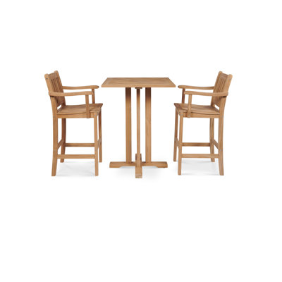 Square 2 - Person 32" Long Teak Bar Height Dining Set by Joss and Main