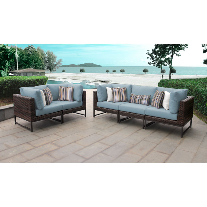 Joss and Main Nauvoo Outdoor Wicker Patio Sofa with Cushions