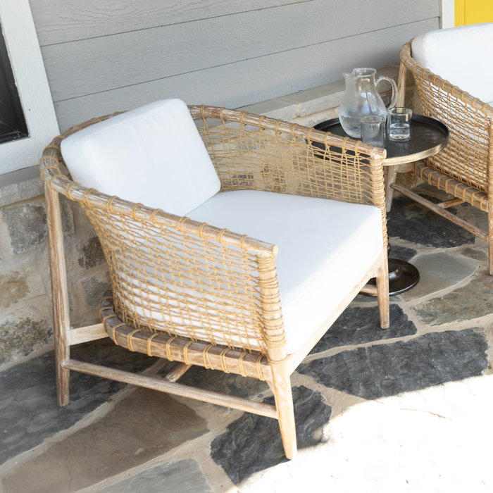 Joss and Main Nancy Teak Patio Chair with Cushions