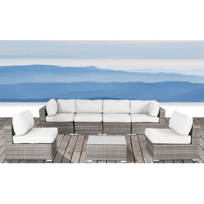Conner Rattan Sunbrella Sofa Seating Group with Cushions by Joss and Main