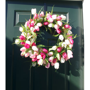 Floral Twig Wreath Everyday Floral Front Door Decor Pastel Tulip Wreath Spring Tulip Wreath for Front Door