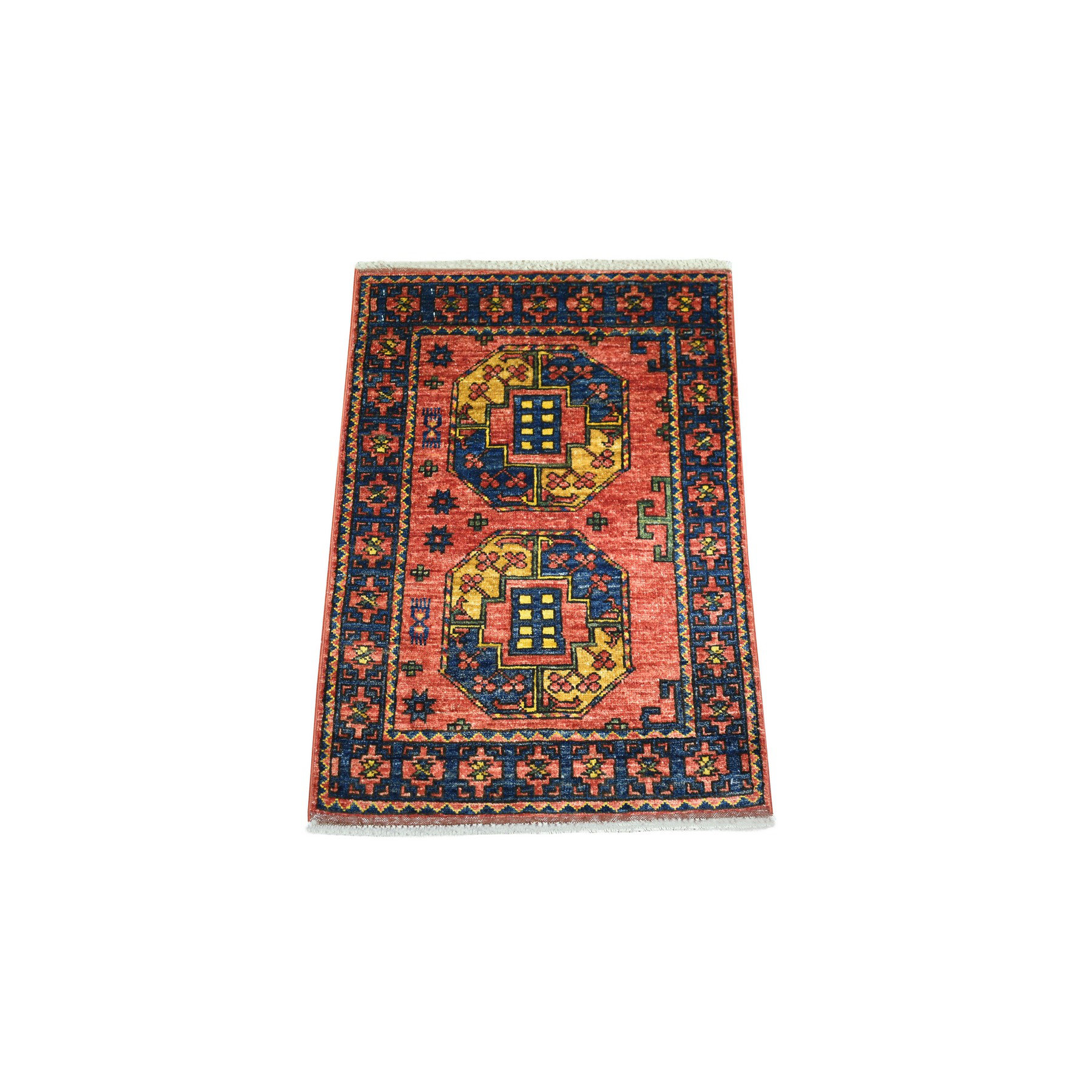 4' 8 x 7' 1 ft Traditional Afghan Design Handmade Tribal Ersari Rug Deep Rose/Brown Wool 