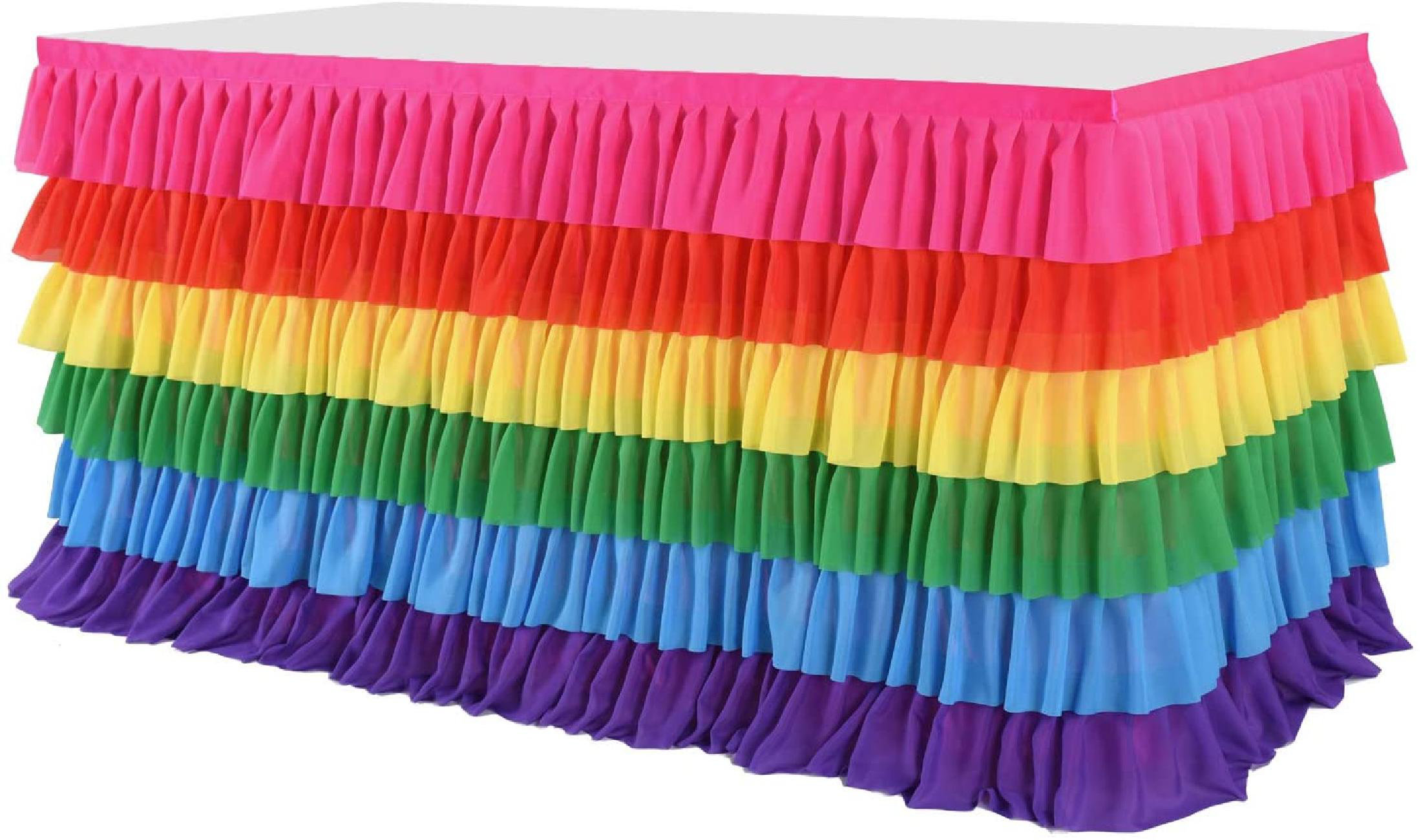 rainbow skirt table
