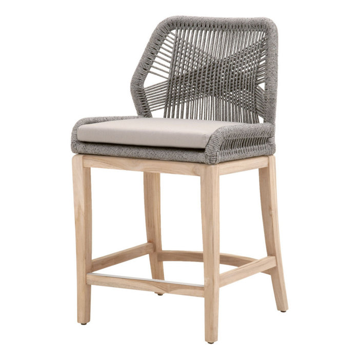 Joss and Main Kristen Outdoor Teak Patio Bar Stool with Cushion