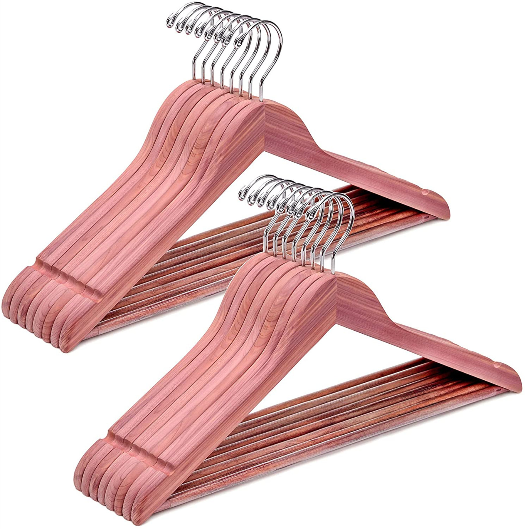 Neaties Bamboo Natural Wood Hangers with Notches and Non-Slip Bar 24pk