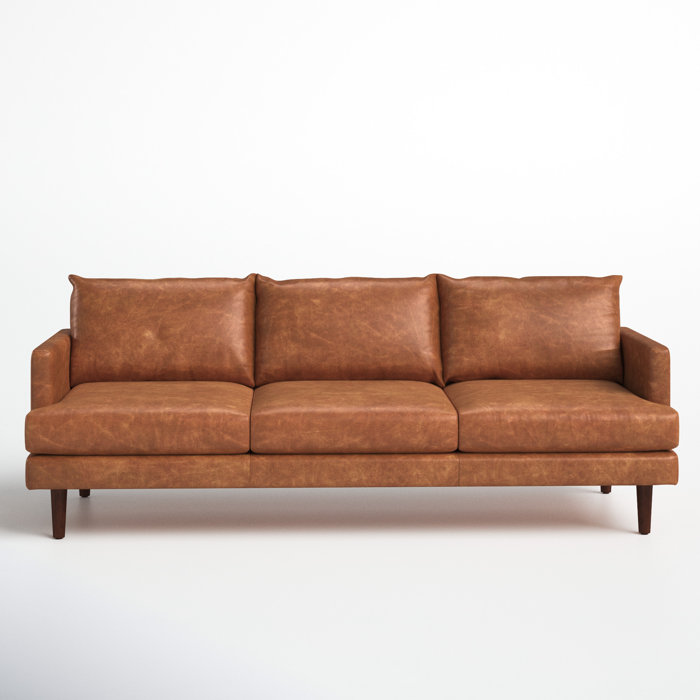 Joss and Main Jeffrey 88" Genuine Leather Square Arm Sofa