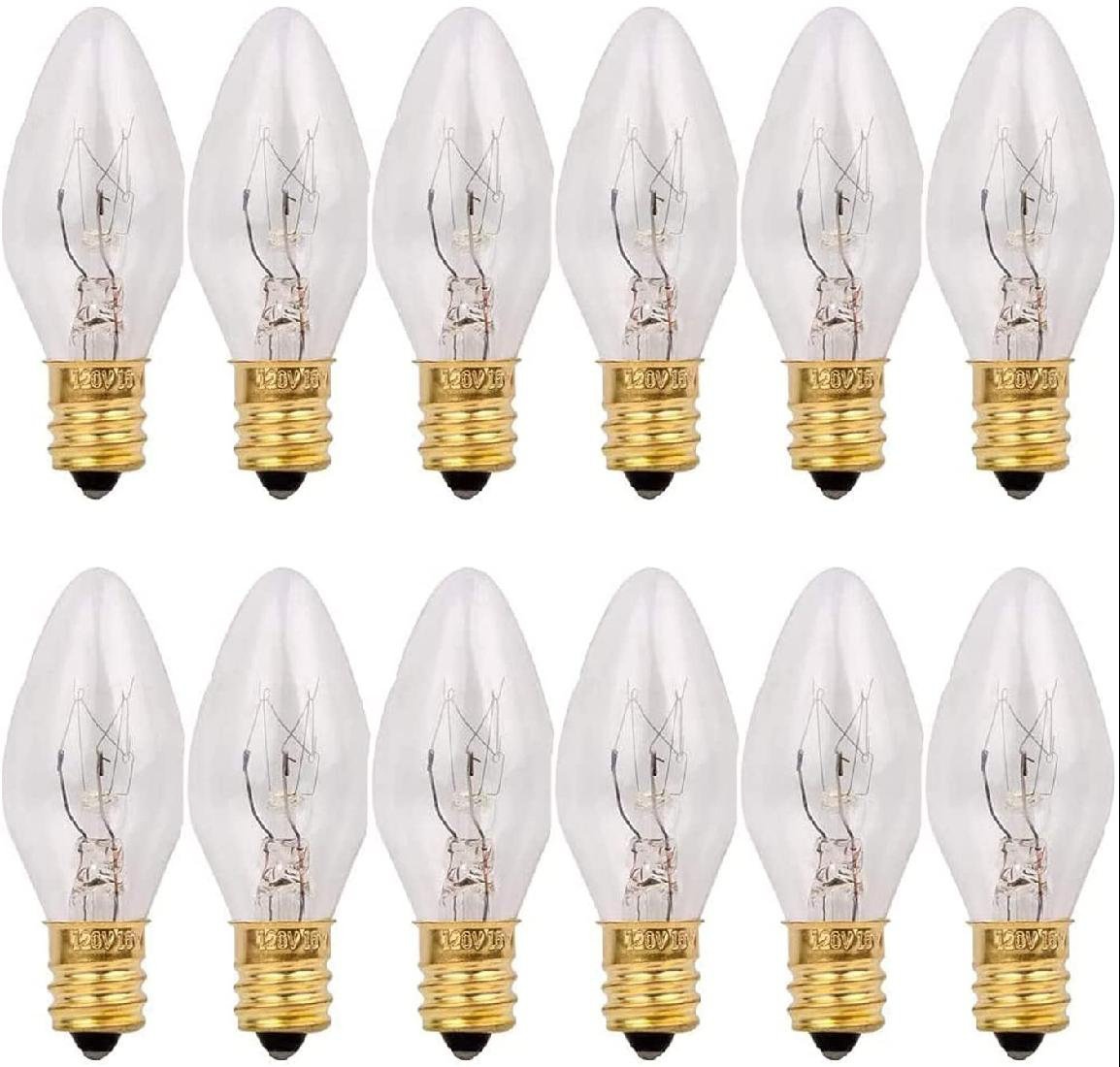 8 Pack c7 LED Orange Light Bulb 1W Night Light Bulb Mini LED Bulb Candelabra E12 Base Decor Orange Bulbs or Salt Lamp Indoor or Outdoor Use Salt Light Bulb C7 LED Bulb String Lights Window Candle 