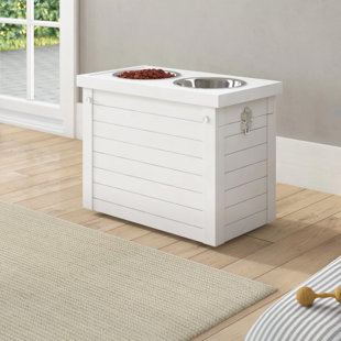 raised dog feeding station with storage