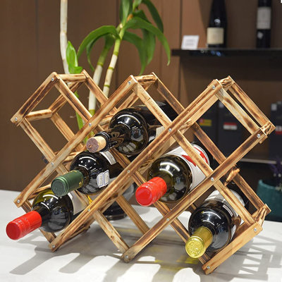 Melodi Free Standing Foldable Wine Rack Holder, Up To 10 Bottles For Kitchen And Bar