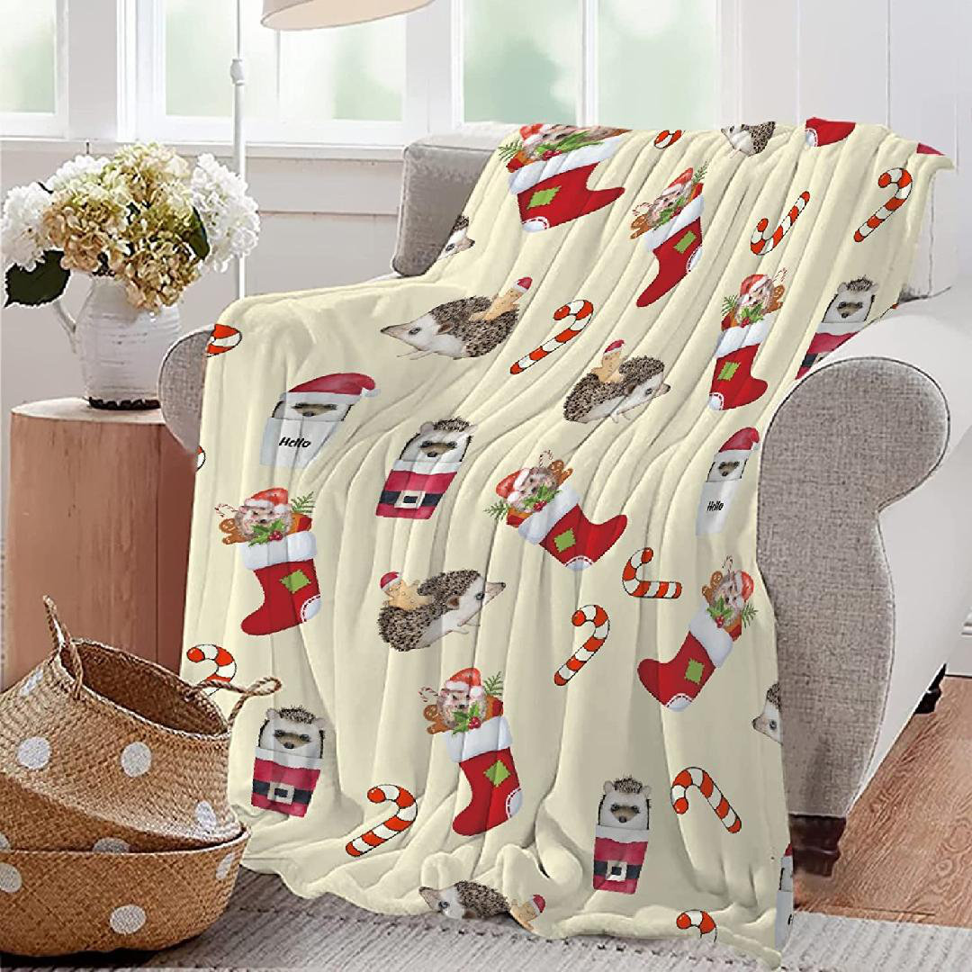 Fleece Throw Blanket Winter Forest Cute Animals Soft Blankets and Throws for Sofa Bed Machine Washable 50x40 Inches 