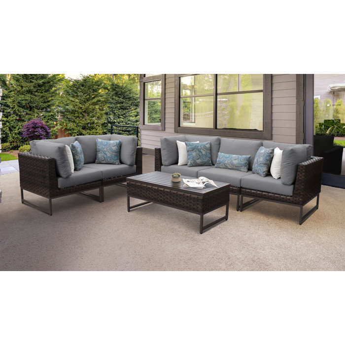 Joss and Main Nauvoo 6 Piece Rattan Sectional Seating Group