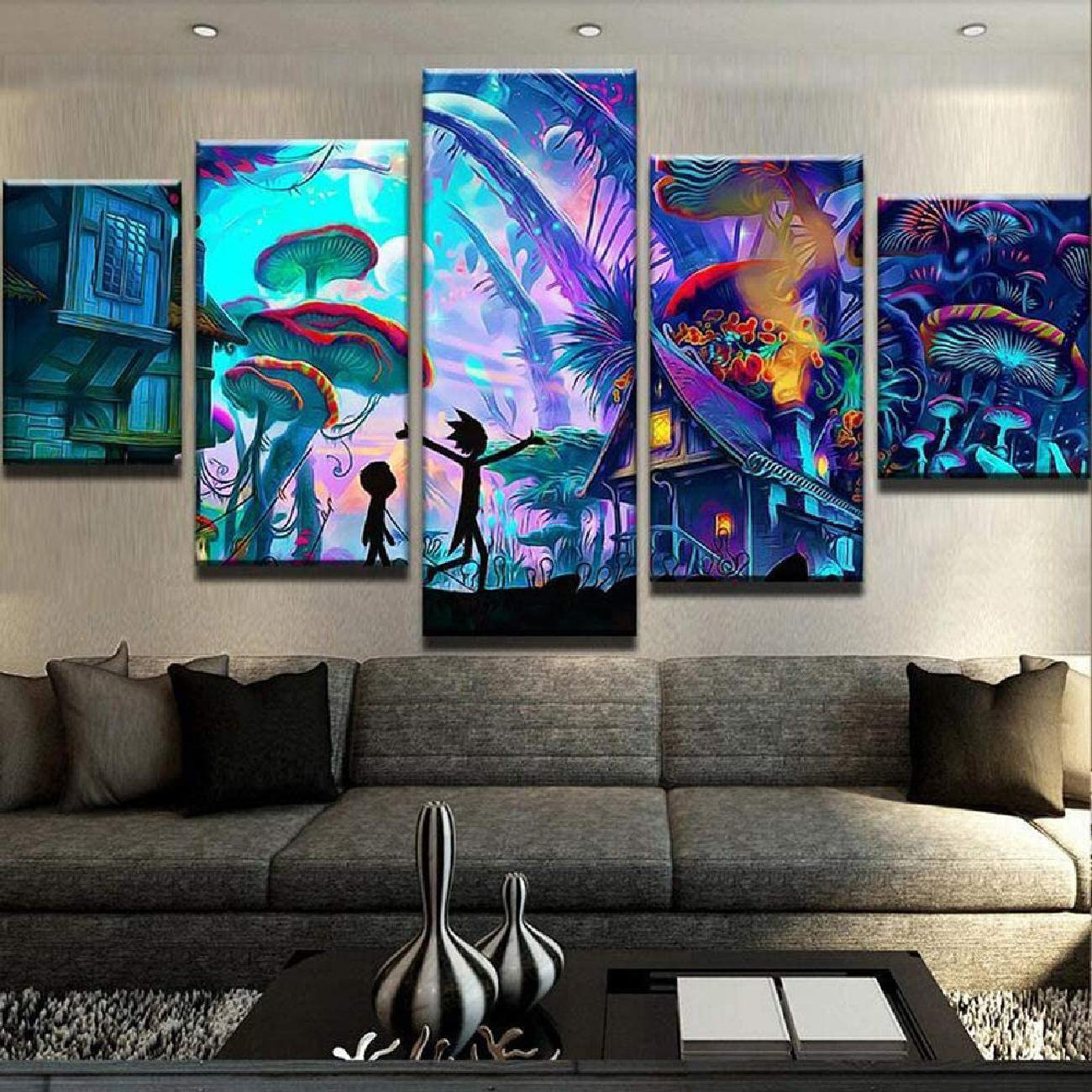5 Pieces Rick And Morty Paintings Canvas Wall Art Modular Pictures Home Decor 