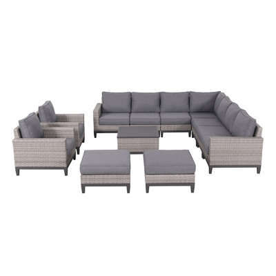 Glennallen 12 Piece Rattan Sectional Seating Group with Cushions by Latitude Run