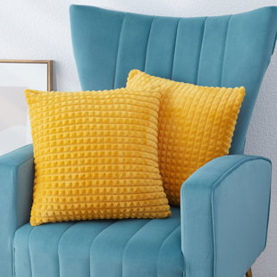 yellow plaid throw pillows