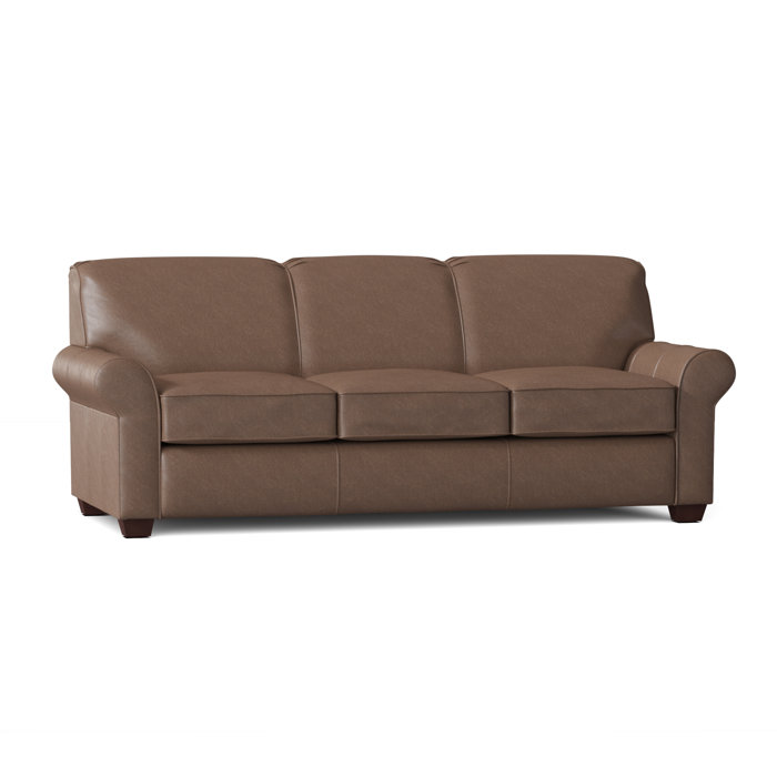 Lark Manor Mojave 81" Genuine Leather Rolled Arm Sofa