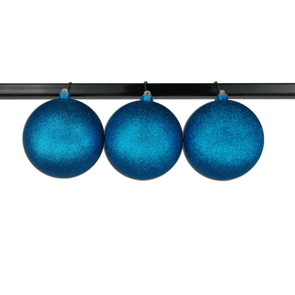 3 Pack 150mm 6 Orange Glitter Ball Ornament with Wire 
