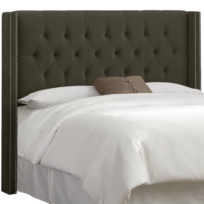 Joss and Main Rhett Velvet Upholstered Wingback Headboard