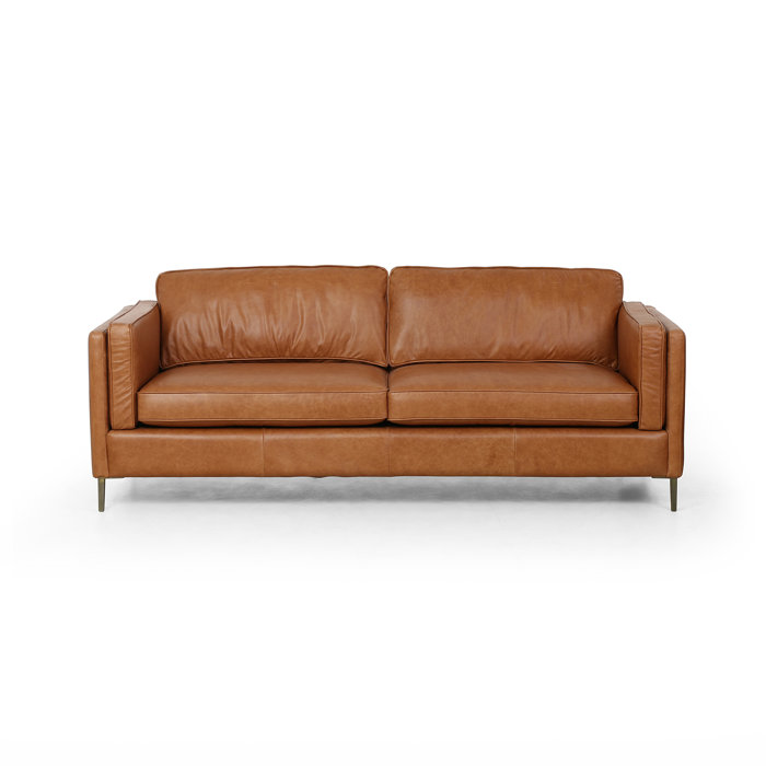 Joss and Main Bari 84" Genuine Leather Square Arm Sofa