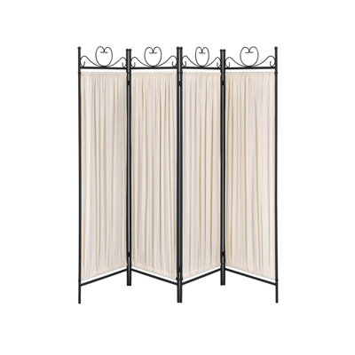 4-Panel Folding Screen In Beige And Black