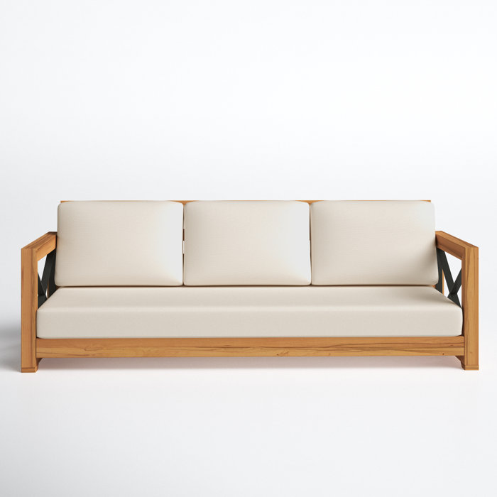 Joss and Main 83.5" Wide Teak Patio Sofa with Cushions