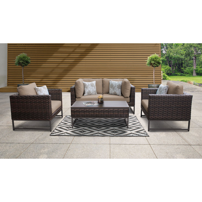 Joss and Main 4 Piece Sectional Seating Group with Cushions