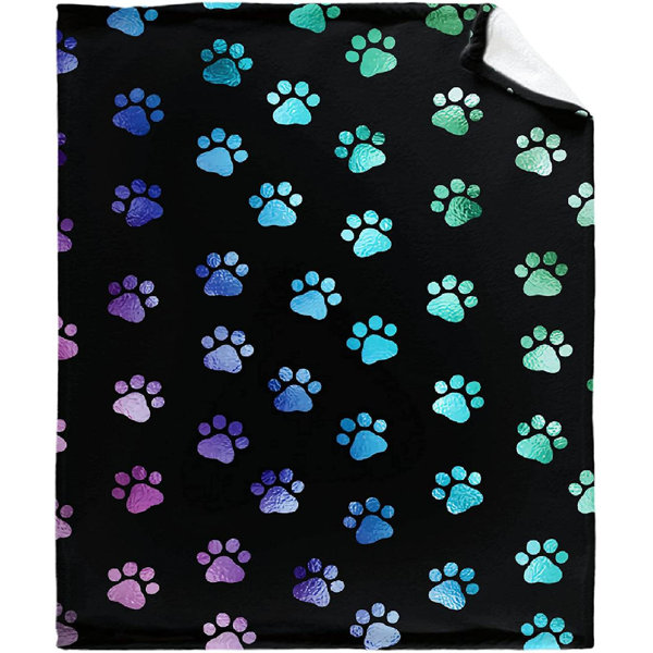 paw print fleece throw