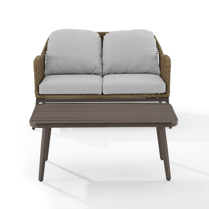 Joss and Main Hoxton Outdoor 2 Piece Sofa Seating Group with Cushions
