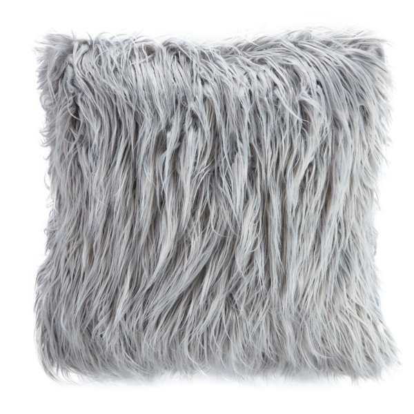 grey fuzzy throw pillow