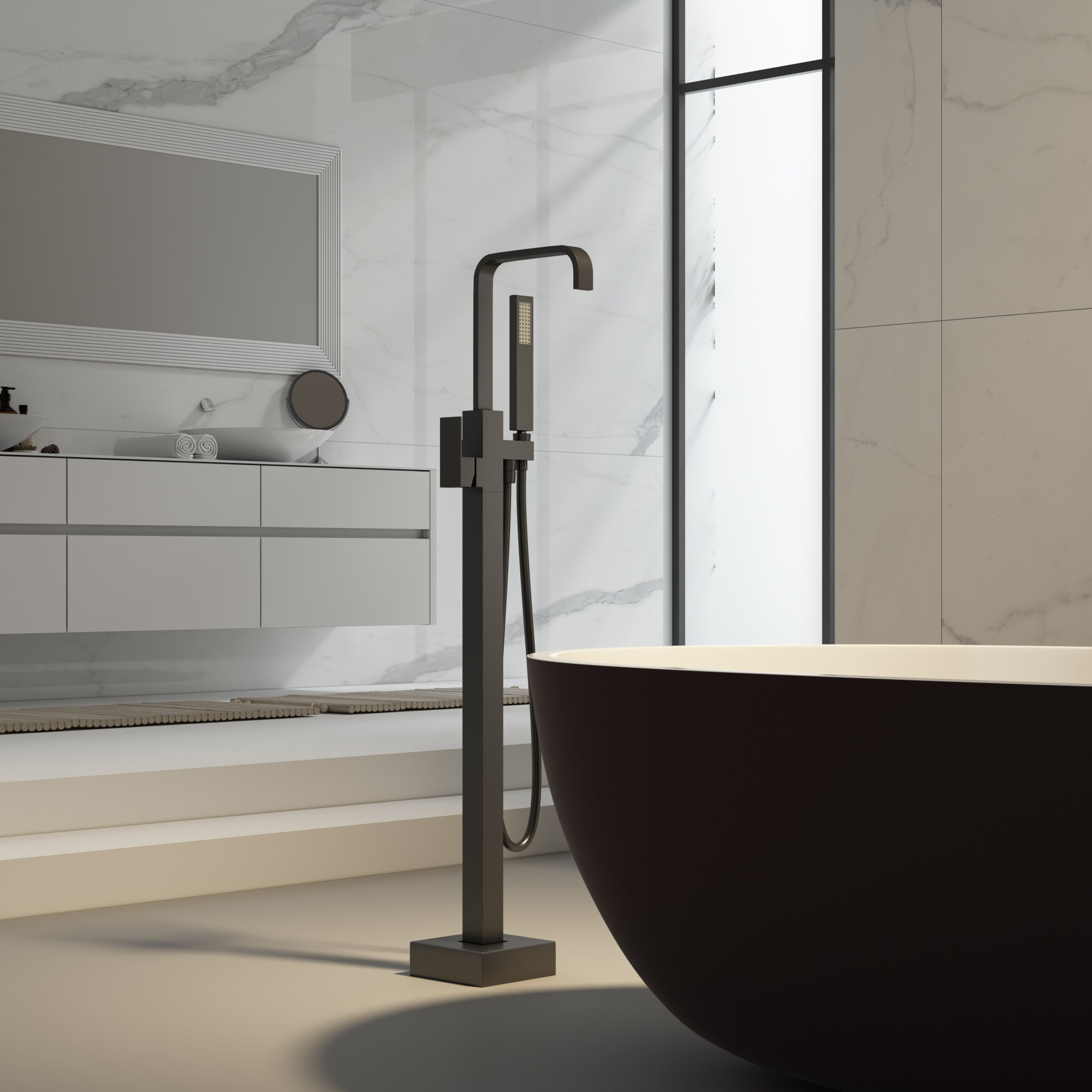 Eridanus Single Handle Floor Mounted Free Standing Tub Filler With Handshower Wayfair
