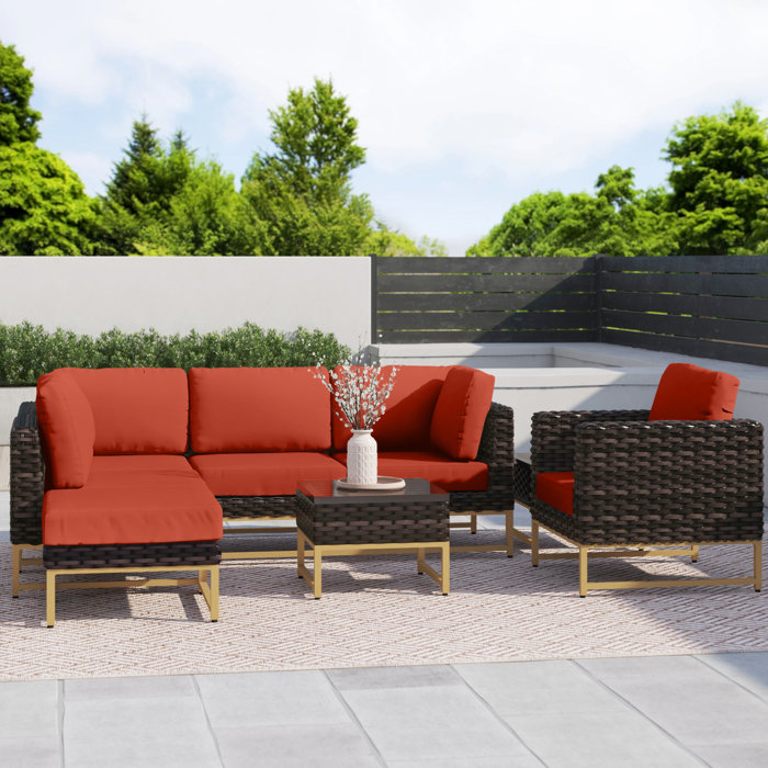 Joss and Main 8 Piece Sectional Seating Group with Cushions