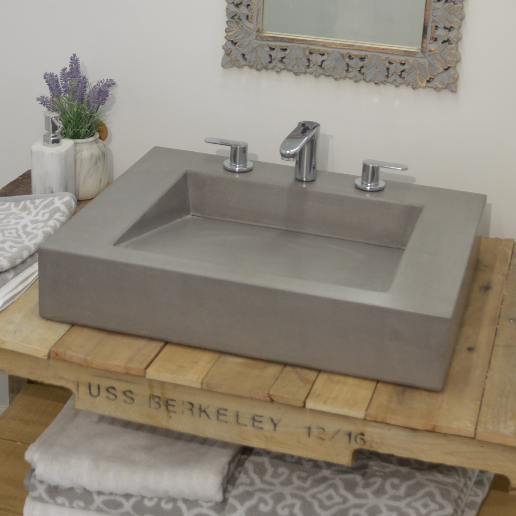 Concrete Sink countertop basin table top sink washstand washroom bathroom washbasin concrete V/_04 Bathroom Sink