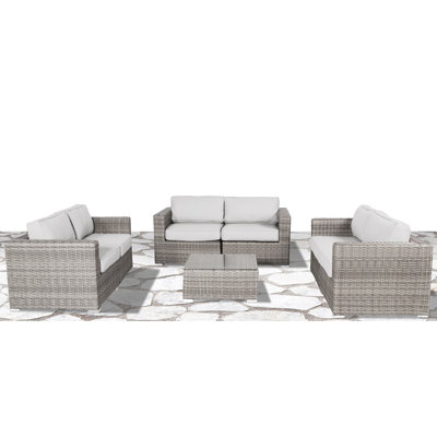 Conner 7 Piece Rattan Sectional Seating Group with Cushions by Joss and Main
