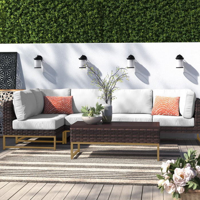 Joss and Main Nauvoo 6 Piece Rattan Sectional Seating Group