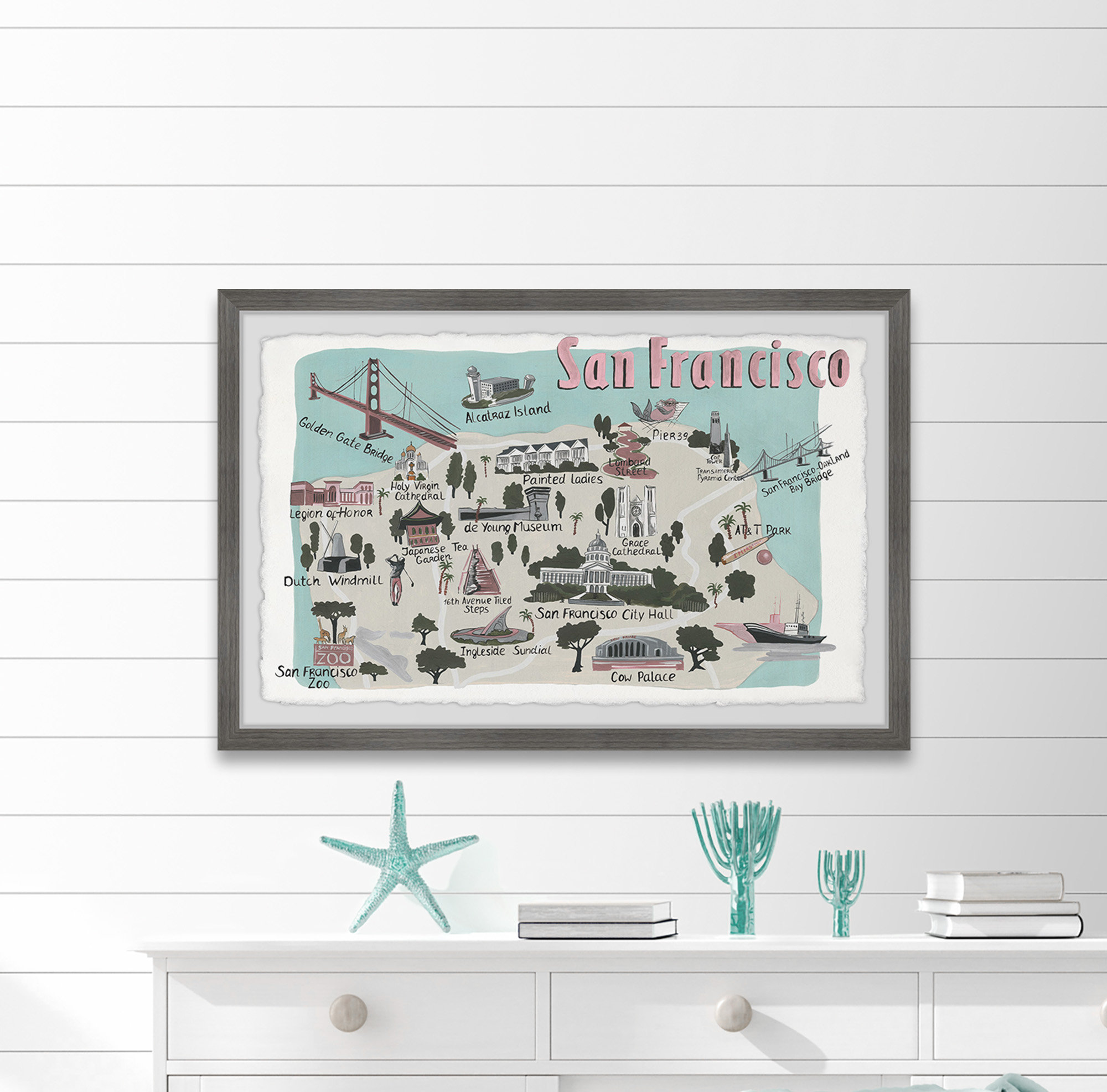 Zoomie Kids Illustrated Map Of San Francisco Picture Frame Graphic