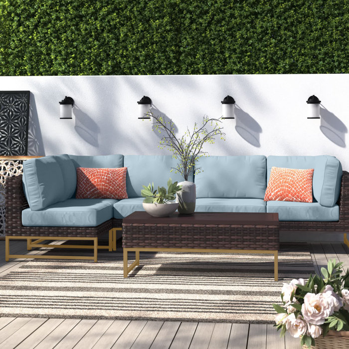 Joss and Main Nauvoo 6 Piece Rattan Sectional Seating Group