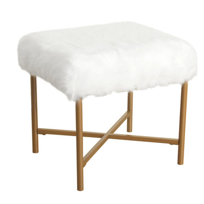 Mader Square Faux Fur Upholstered Vanity Stool