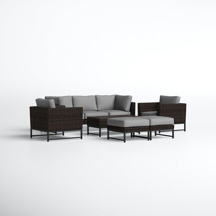 Joss and Main 8 Piece Rattan Sofa Seating Group with Cushions