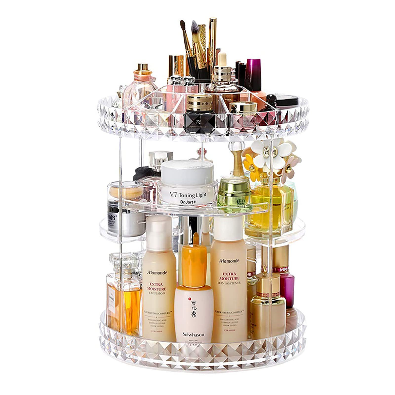 Rebrilliant Acrylic Rotation Makeup Organizer Perfume And Skincare Organizer Dresser Cosmetic Storage Spinning Bathroom Make Up Holder Countertop For Lipstick And Skin Care Wayfair