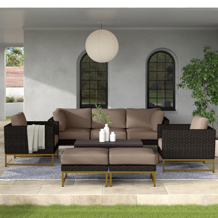 Joss and Main 8 Piece Rattan Sofa Seating Group with Cushions