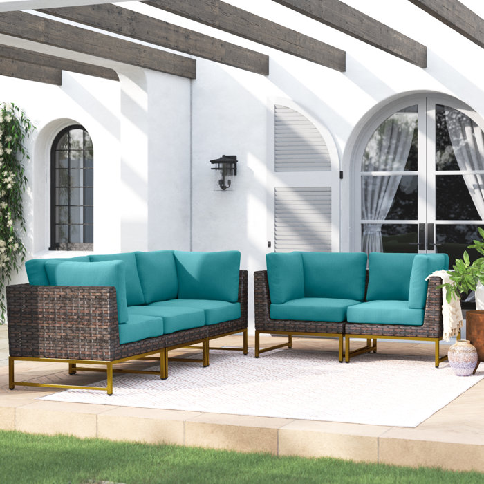 Joss and Main Nauvoo Outdoor Wicker Patio Sofa with Cushions