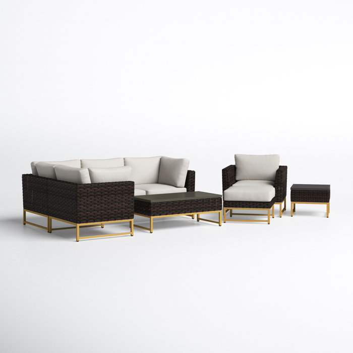 Joss and Main Nauvoo 8 Piece Rattan Sectional Seating Group with Cushions