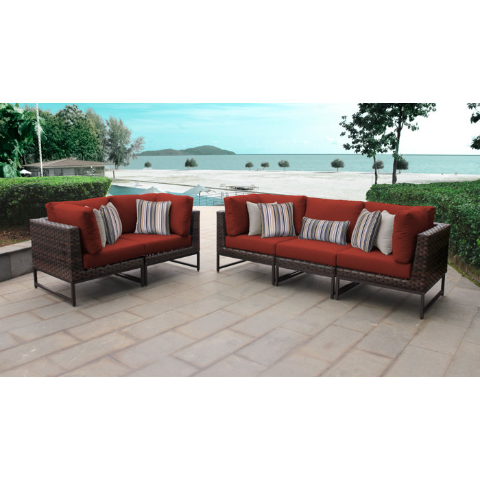 Joss and Main Nauvoo Outdoor Wicker Patio Sofa with Cushions