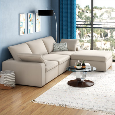 Ramona 133" Wide Right Hand Facing Stationary Sectional with Ottoman by Joss and Main