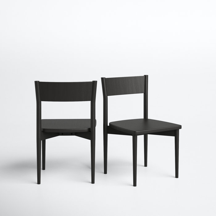 Joss and Main Lennart Solid Wood Ladder Back Side Chair in Black