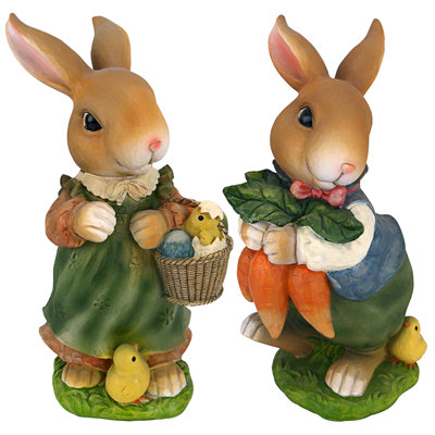 Hop Lane Mother and Father Rabbit 2 Piece Statue Set